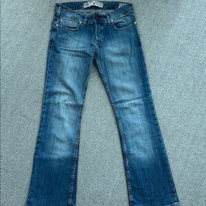 Women's Mid Blue Wide Leg Jeans - Flare Fit